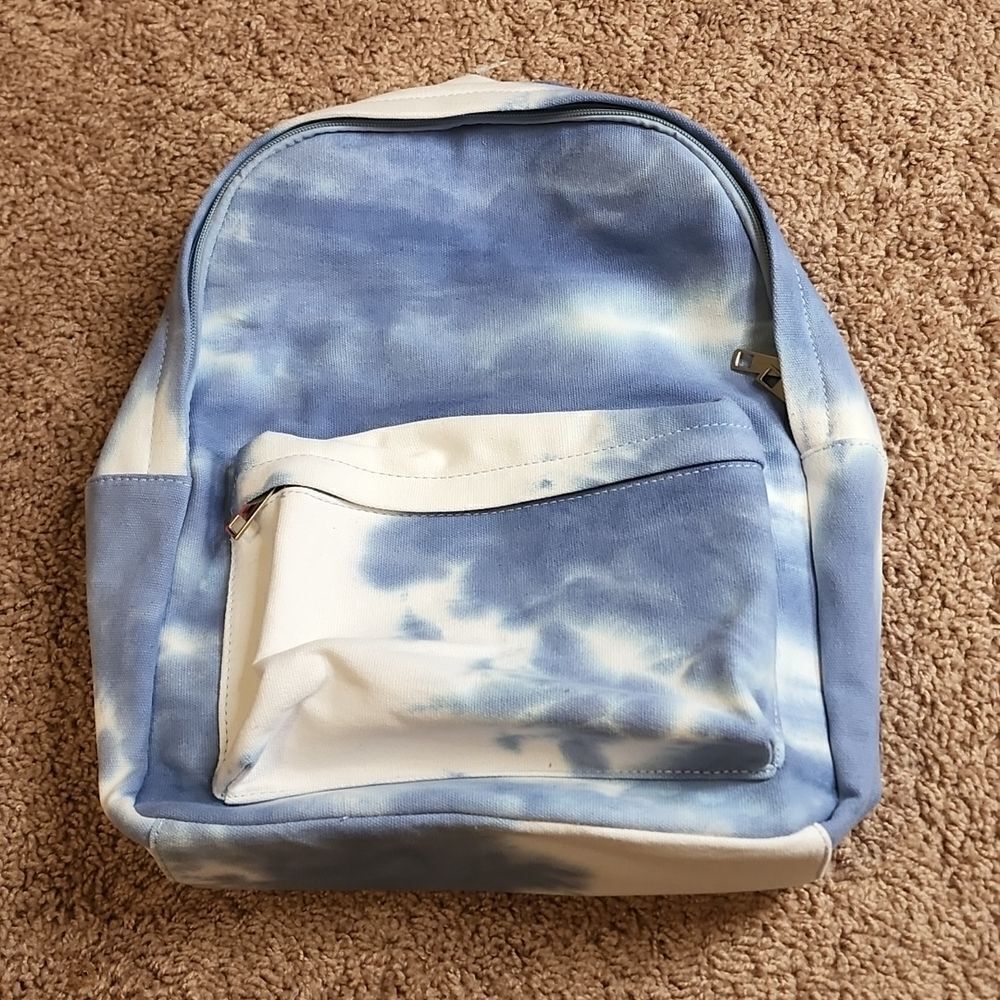 BP Backpack Tie Dye Blue White Zipper Pockets Casual NWOT